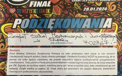 WOŚP w Mechaniku – zebraliśmy rekordową kwotę 7027,67 zł